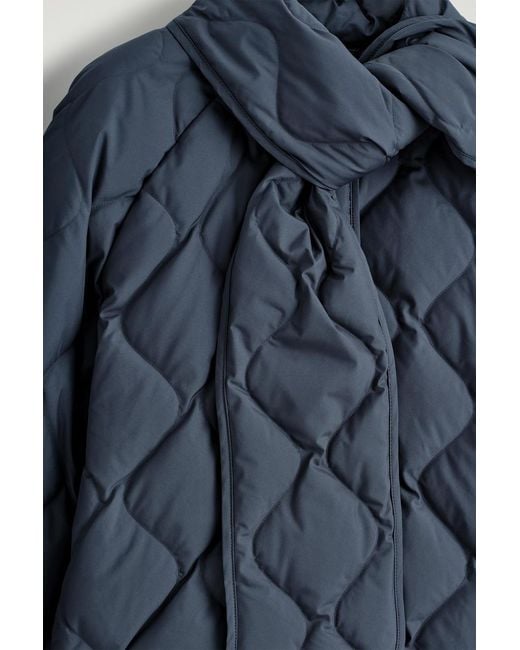 COS Blue Scarf Detail Quilted Liner Jacket