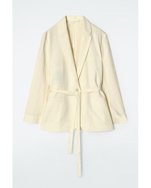 COS Natural Tie-Waist Cotton Blazer