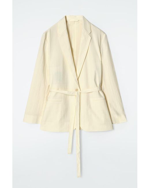 COS Natural Tie-Waist Cotton Blazer