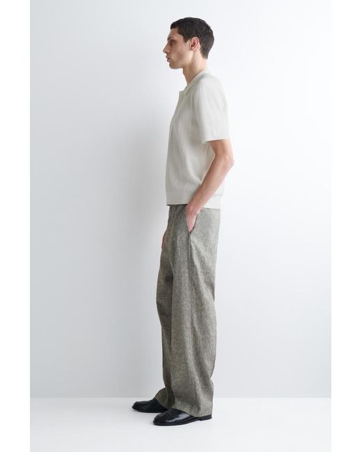 COS White Textured-Panel Cotton Polo Shirt for men