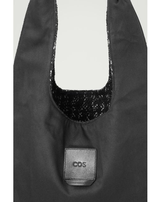 COS Black Oversized Jacquard Tote Bag for men