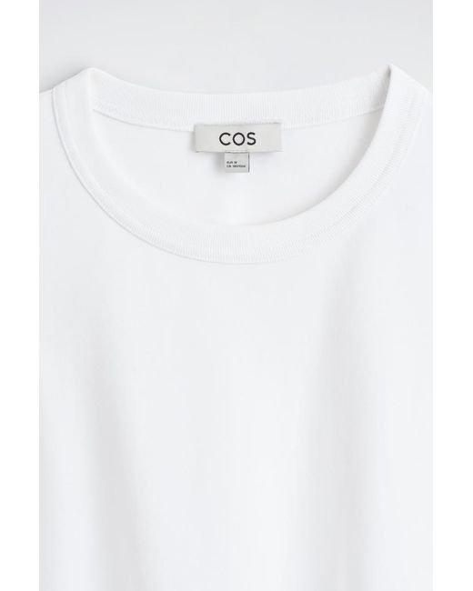 COS White Relaxed Jersey Interlock Long-sleeved T-shirt for men