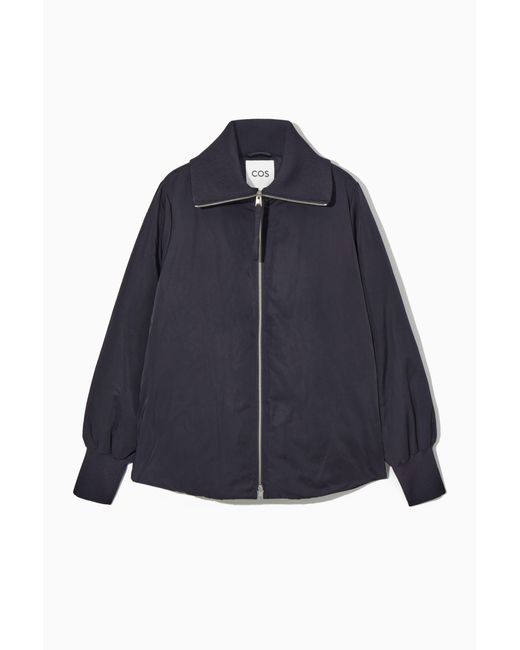 COS Blue Ribbed-collar Puffer Jacket