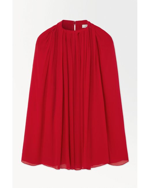 COS Red The Crinkled Silk-chiffon Blouse