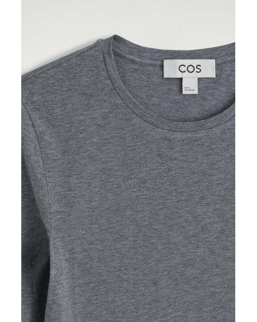 COS Gray Cotton Long-Sleeved Top
