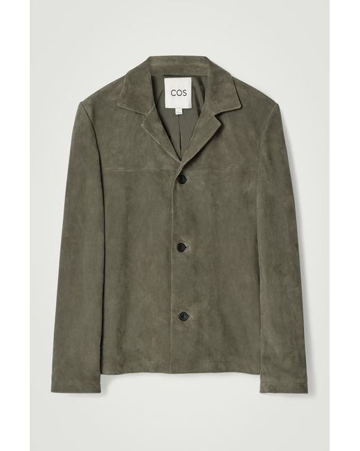 COS Green Single-breasted Suede Jacket for men