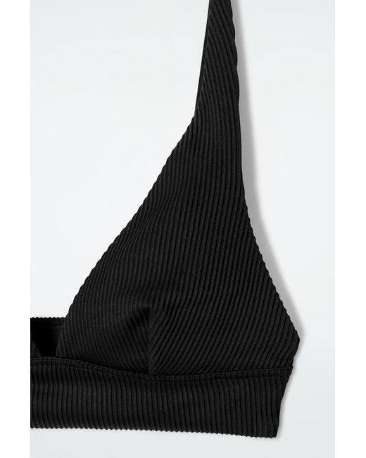 COS Black Ribbed High-apex Bikini Top