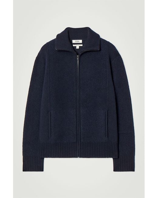 COS Blue Boiled Merino Wool Track Jacket for men