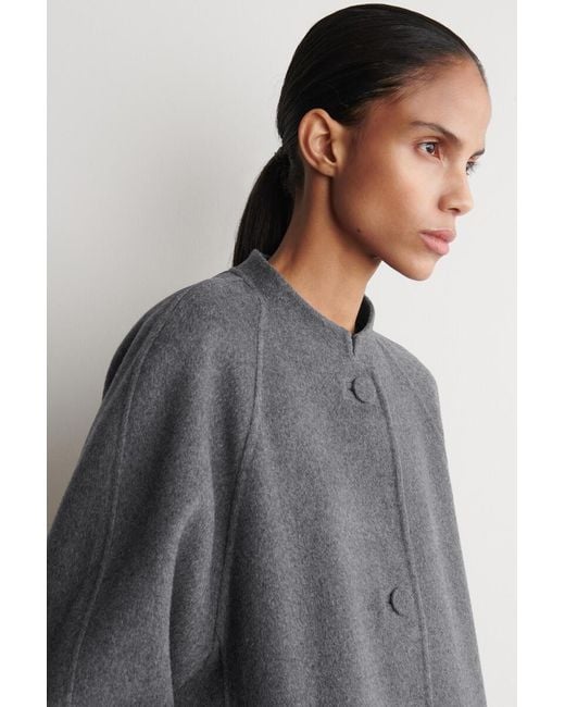 COS Gray Rounded Double-Faced Wool Jacket
