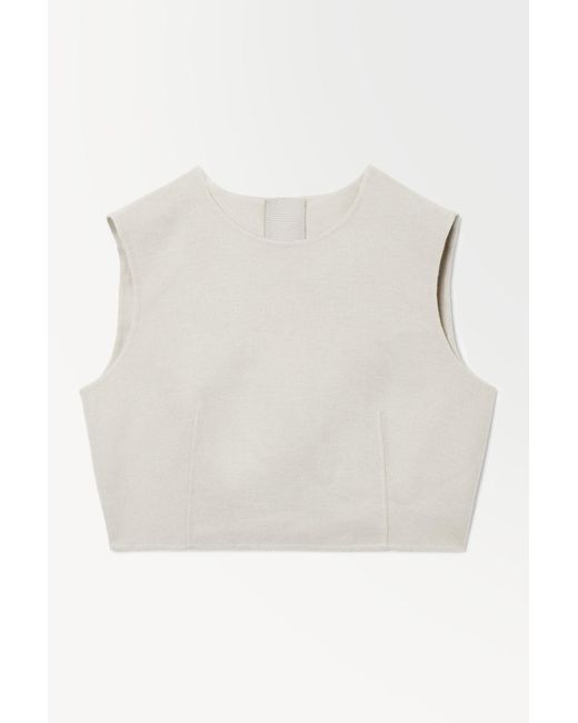 COS White The Leather-tasselled Wool Top