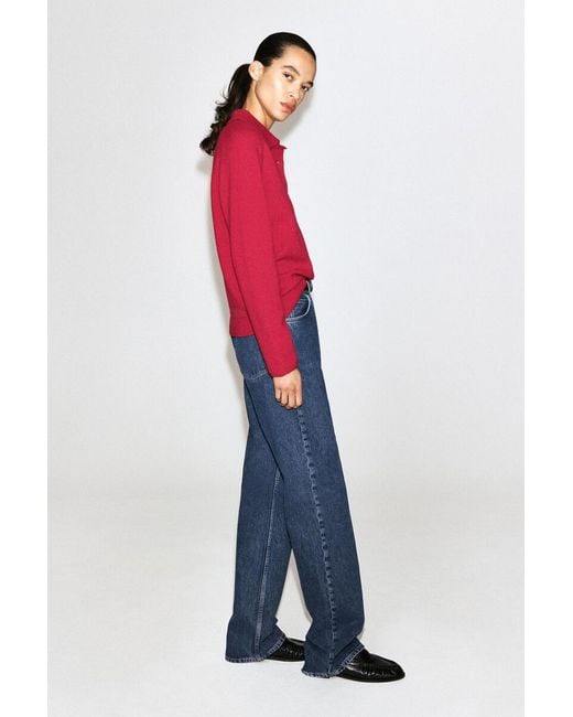 COS Red Merino Wool Polo Shirt