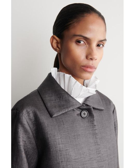 COS Black Textured Single-Breasted Coat