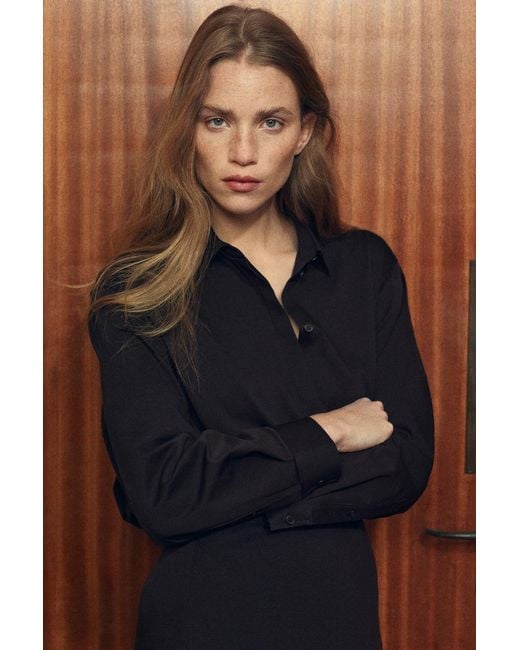 COS Black Jersey Midi Pencil Skirt