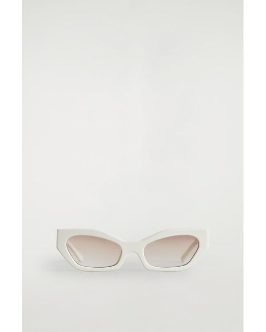 COS White Leather Cat-Eye Sunglasses