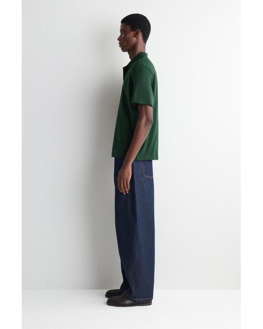 COS Green Interlock Cotton Polo Shirt for men