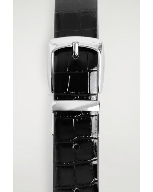 COS Black Reversible Leather Belt