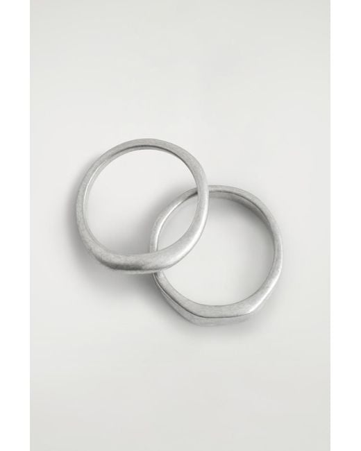 COS Gray 2-Pack Hammered Rings for men