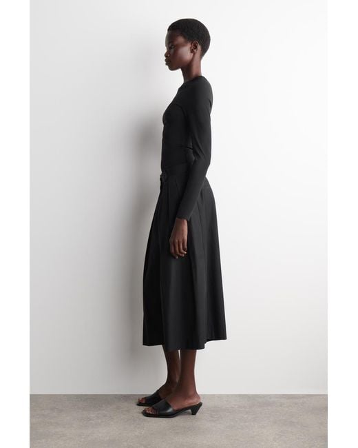 COS Black Pleated Cotton Pants