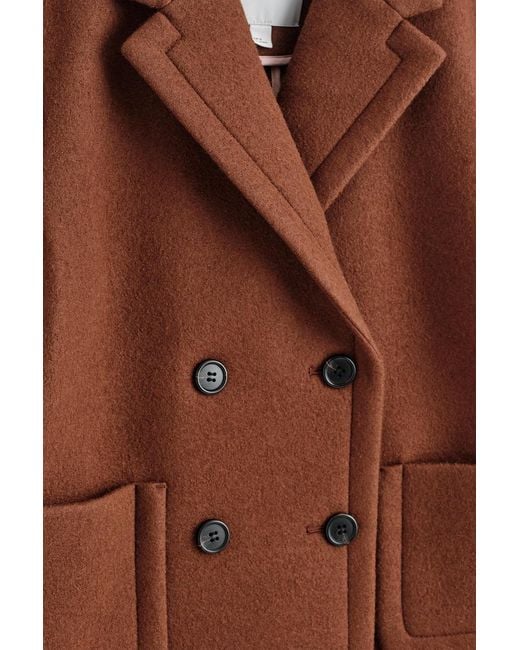 COS Brown Cropped Double-Breasted Wool Blazer