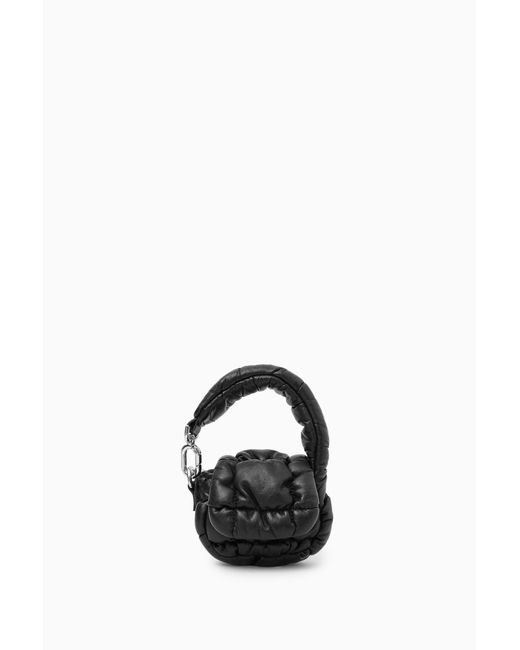 COS Black Quilted Nano Bag - Leather