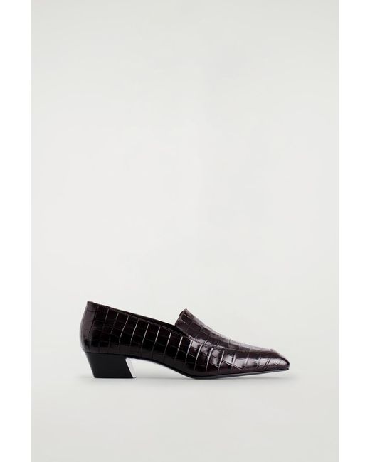 COS White Croc-Effect Leather Heeled Loafers