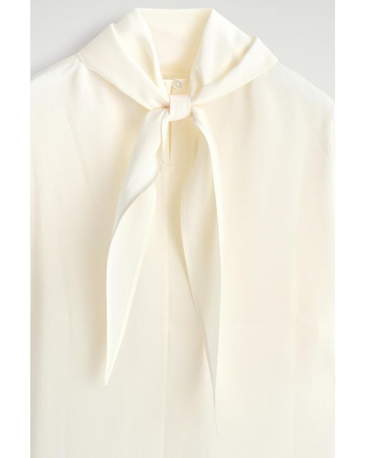 COS Natural Draped Scarf-Detail Top