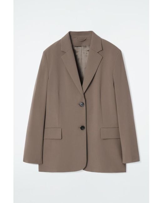 COS Brown Relaxed Single-Breasted Wool-Blend Blazer