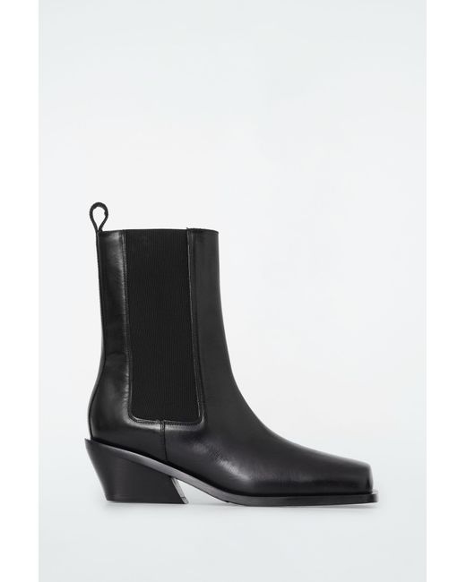 COS Square toe Leather Chelsea Boots in Black Lyst UK