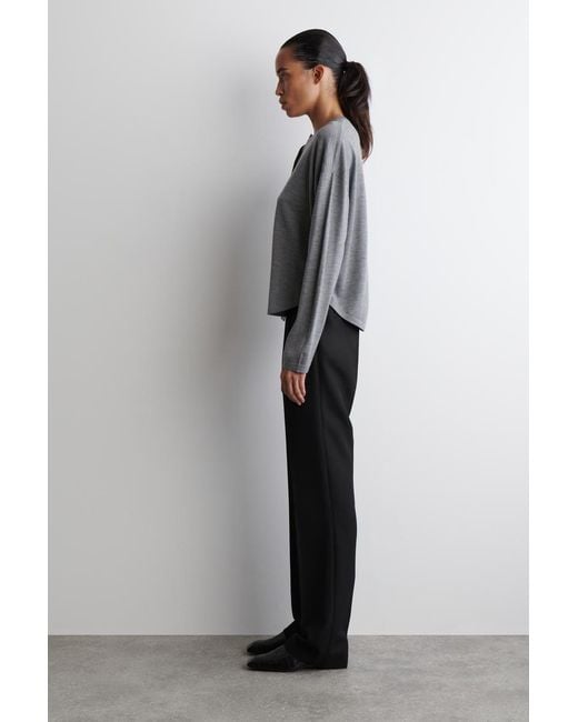 COS Gray Circle-Cut Merino Wool Cardigan