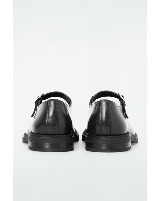COS Chunky Leather Mary-jane Shoes in Black | Lyst