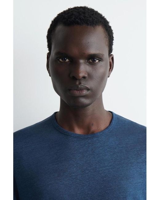 COS Blue Linen-Jersey T-Shirt for men
