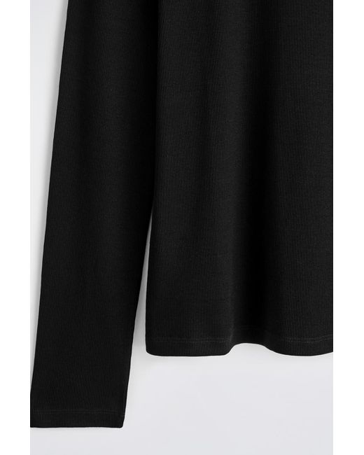 COS Black Slim Ribbed Cotton Long-Sleeved T-Shirt for men