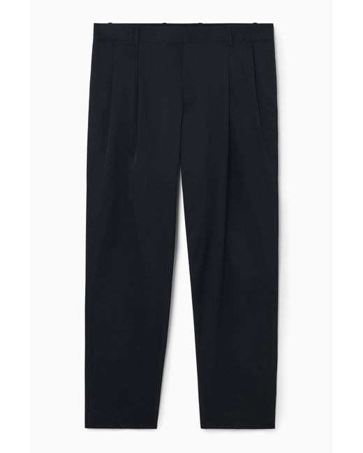 COS Blue Pleated Nylon Pants - Tapered for men