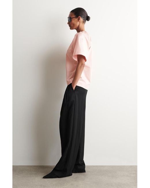 COS Pink Gathered Short-Sleeved Cotton Top
