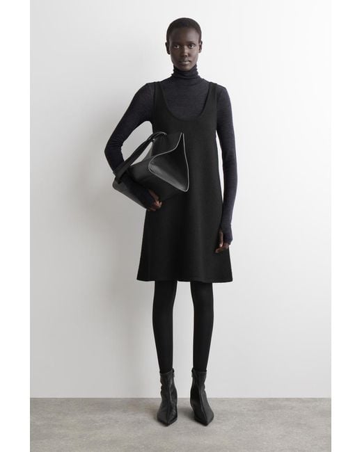 COS Boiled-Wool A-Line Mini Dress in Black | Lyst