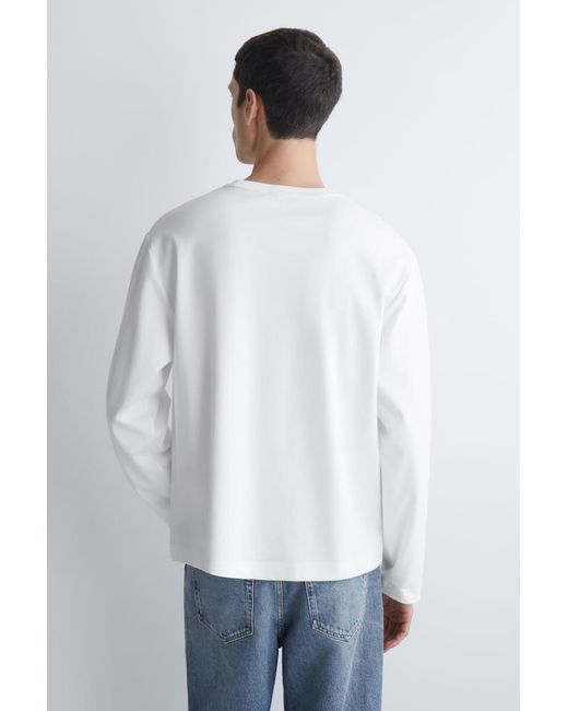 COS White Relaxed Jersey Interlock Long-sleeved T-shirt for men