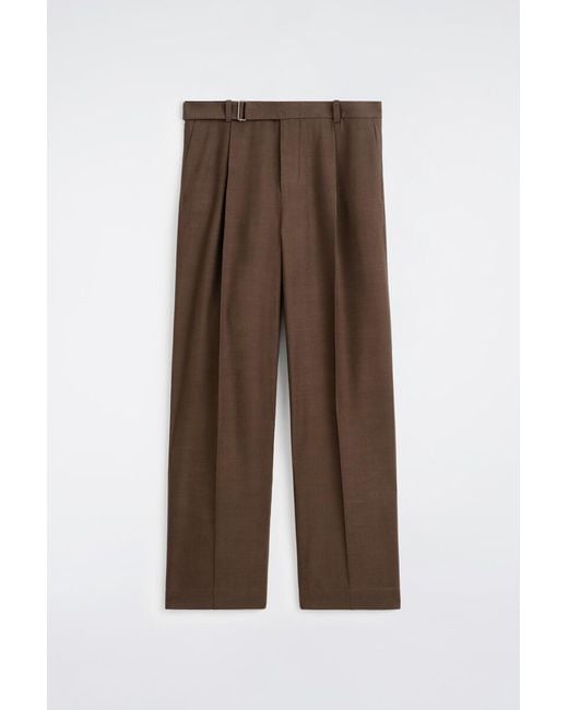 COS Brown Belted Linen-Blend Relaxed-Fit Wide-Leg Pants for men