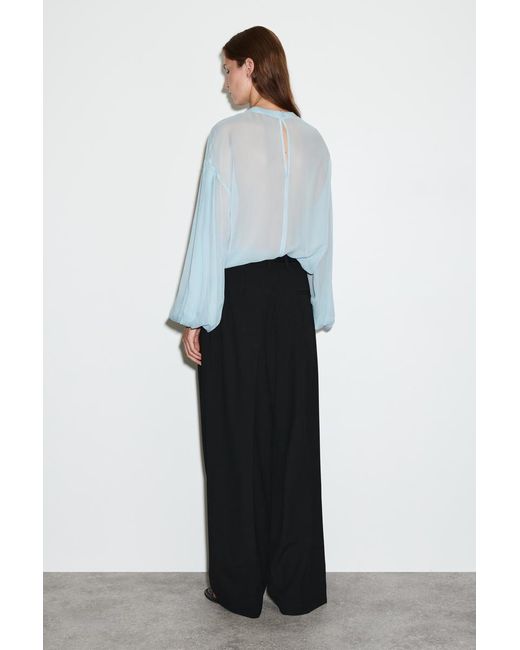COS Blue Sheer Balloon-Sleeve Blouse