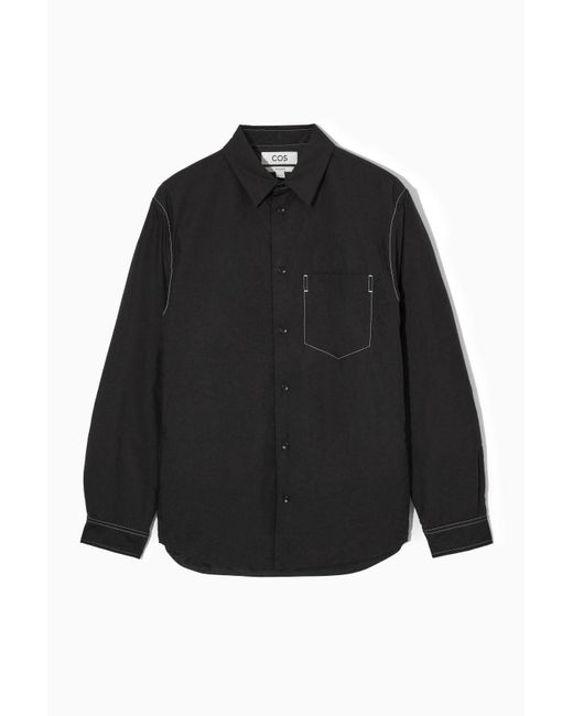 COS Black Contrast-stitch Padded Overshirt for men