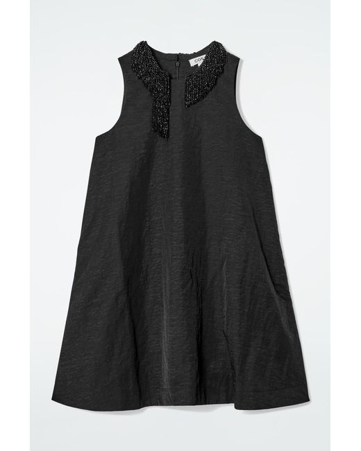 COS Black Verziertes Kleid Mit Racer-Ausschnitt