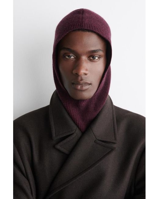 COS Purple Ribbed Wool-Cashmere Balaclava