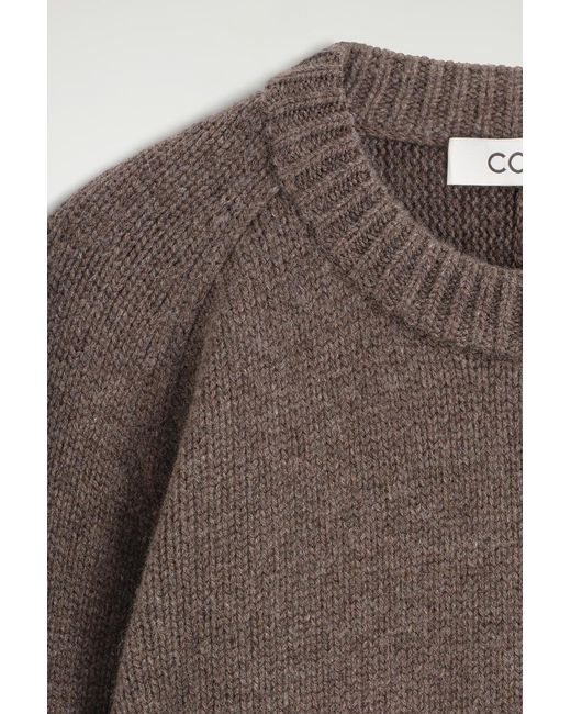 COS Brown Rounded Cashmere Crew-Neck Jumper