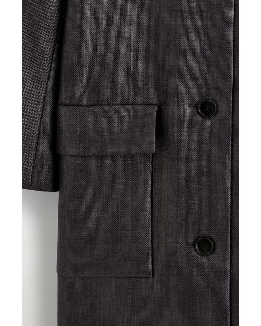 COS Black Textured Single-Breasted Coat