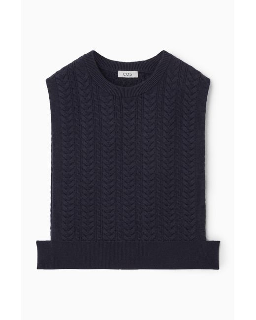 COS Blue Cable-knit Wool Hybrid Tank for men