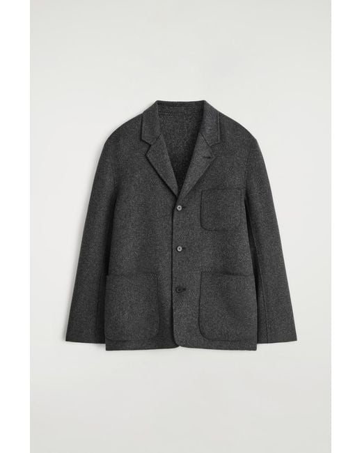 COS Black Unstructured Double-Faced Wool Blazer for men
