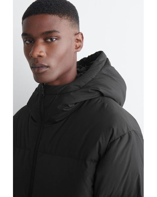 COS Black Hooded Down Puffer Jacket for men
