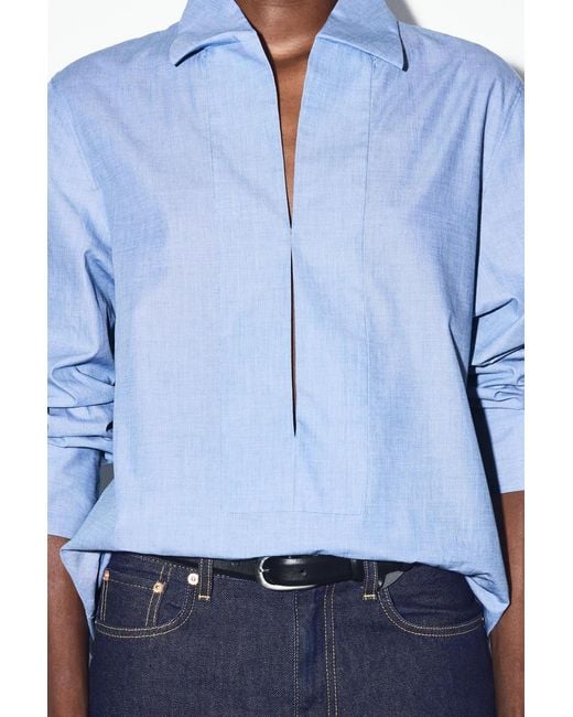 COS Blue Longline Cotton Shirt