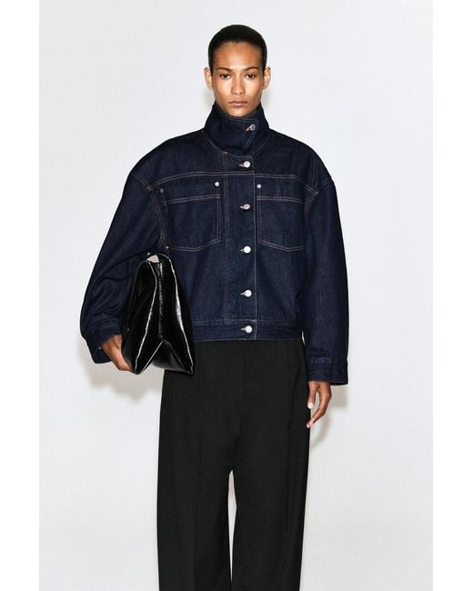 COS Blue Funnel-Neck Denim Jacket