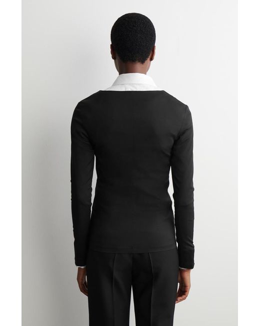 COS Black Cotton Long-Sleeved Top