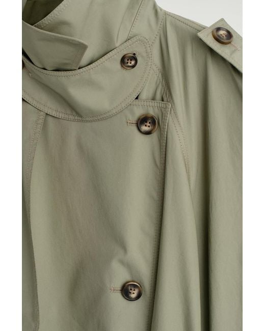 COS Green Mock-Neck Cotton Trench Coat